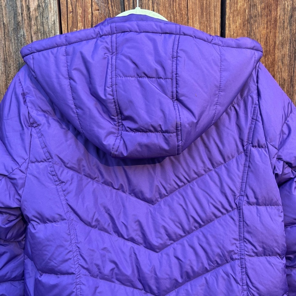 Lands End Down Puffer Coat 600 80/20 Deep Purple Hood Size S 6-8 - Picture 11 of 11
